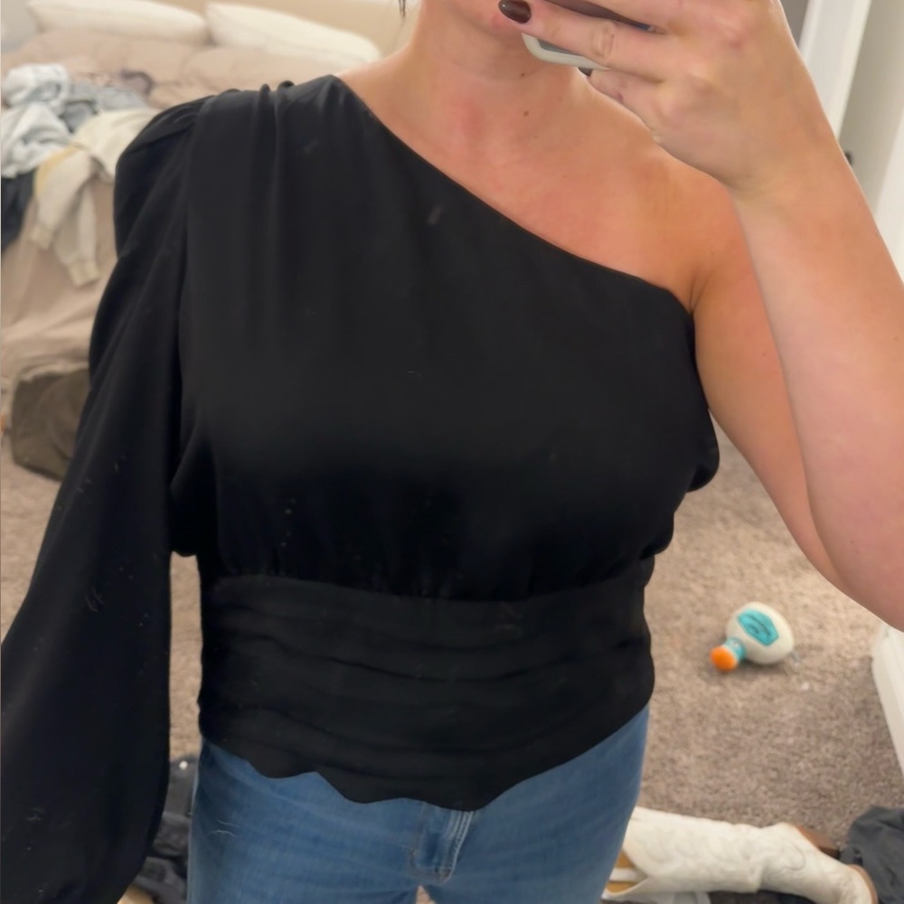 Off the shoulder black blouse